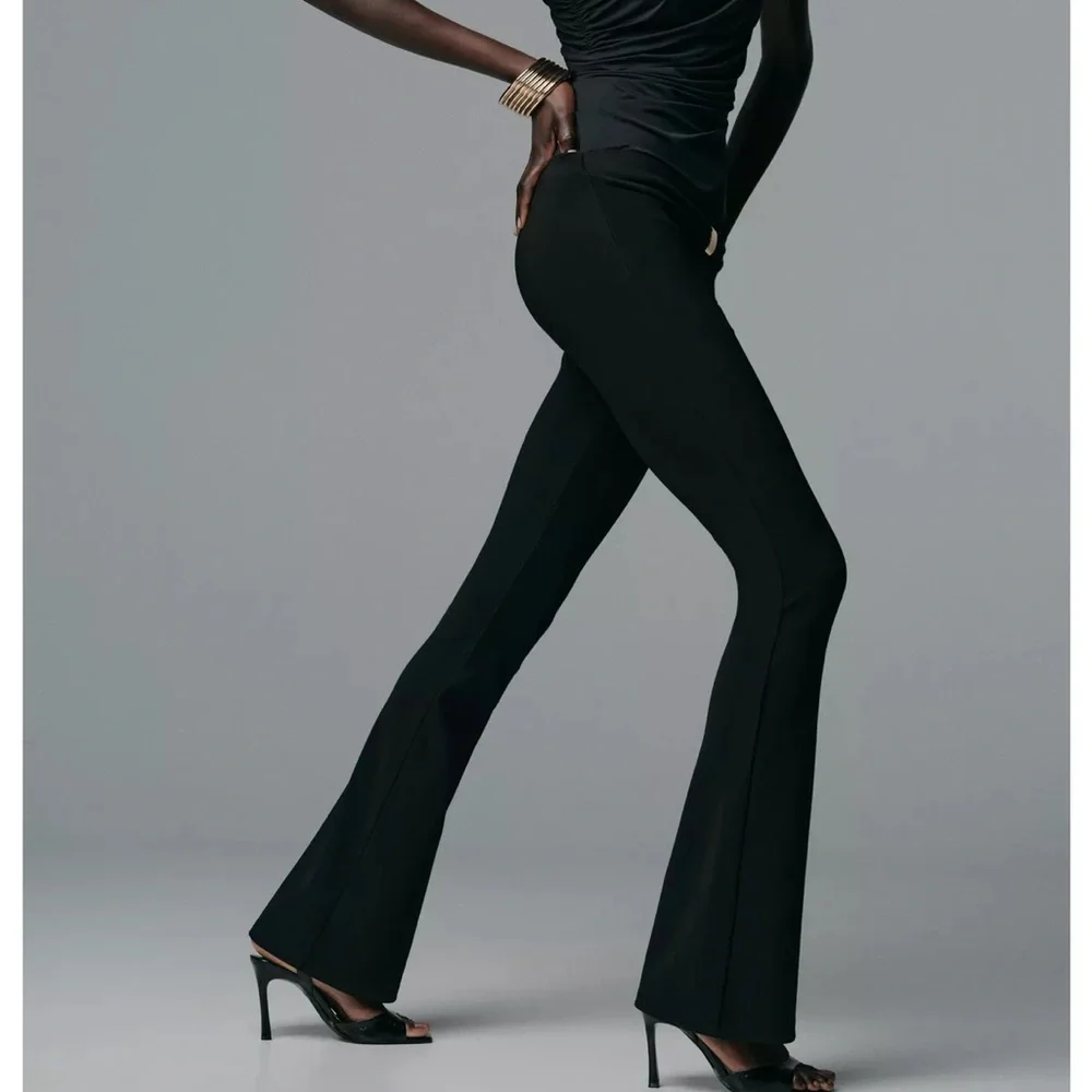 Zara NWT black gold appliqué detail flare stretchy pants